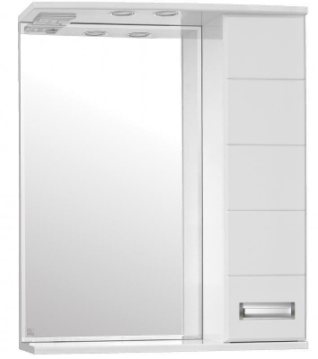 Зеркало со шкафом Style Line Ирис 65 С с подсветкой Белый глянец