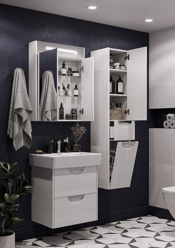 Шкаф пенал Aquaton Сильва 32 R 1A215603SIW7R подвесной с бельевой корзиной Дуб полярный, купить, цена, заказать, магазин, доставка, скидка, промокод, купить, цена, заказать, магазин, доставка, скидка, промокод