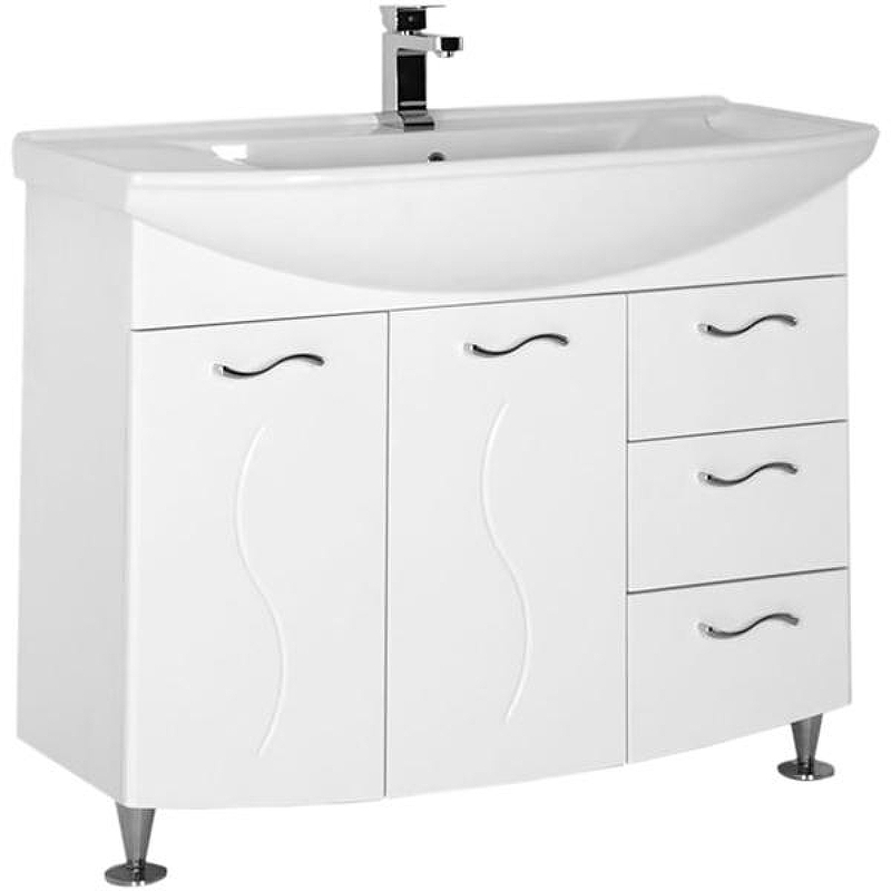 Тумба под раковину Aquanet Моника 105 186772 Белая, купить, цена, заказать, магазин, доставка, скидка, промокод, купить, цена, заказать, магазин, доставка, скидка, промокод