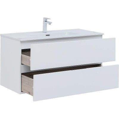 Тумба под раковину Aquanet Алвита New 100 277518 подвесная Белая матовая