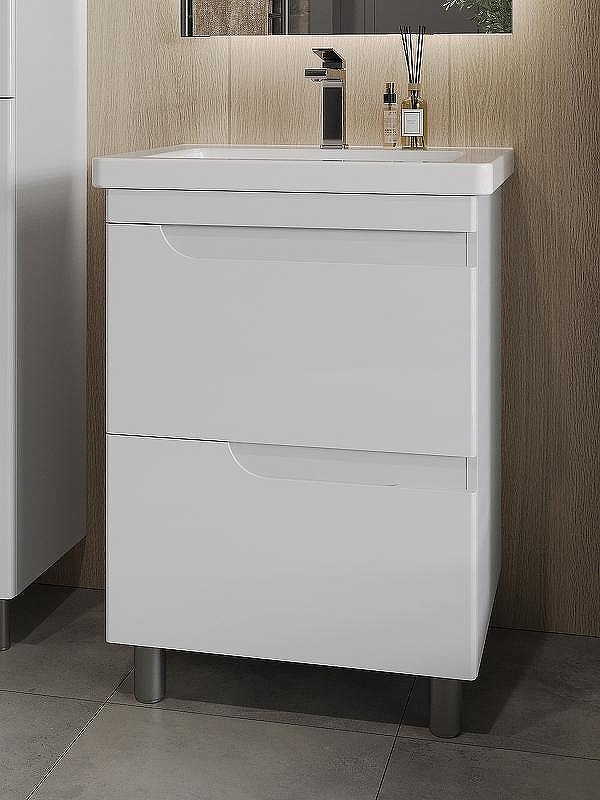 Тумба с раковиной Orange Topline-Milano 60 TM60-02+RA Белый глянец, купить, цена, заказать, магазин, доставка, скидка, промокод, купить, цена, заказать, магазин, доставка, скидка, промокод