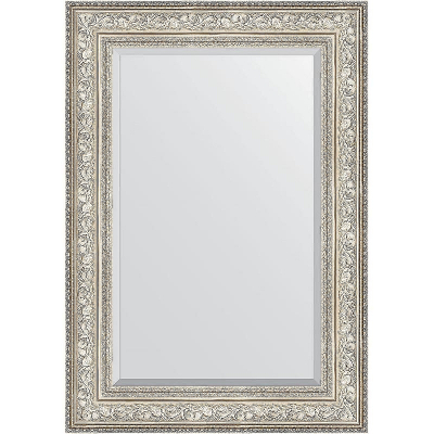 Зеркало Evoform Exclusive 100х70 BY 3452 с фацетом в багетной раме - Виньетка серебро 109