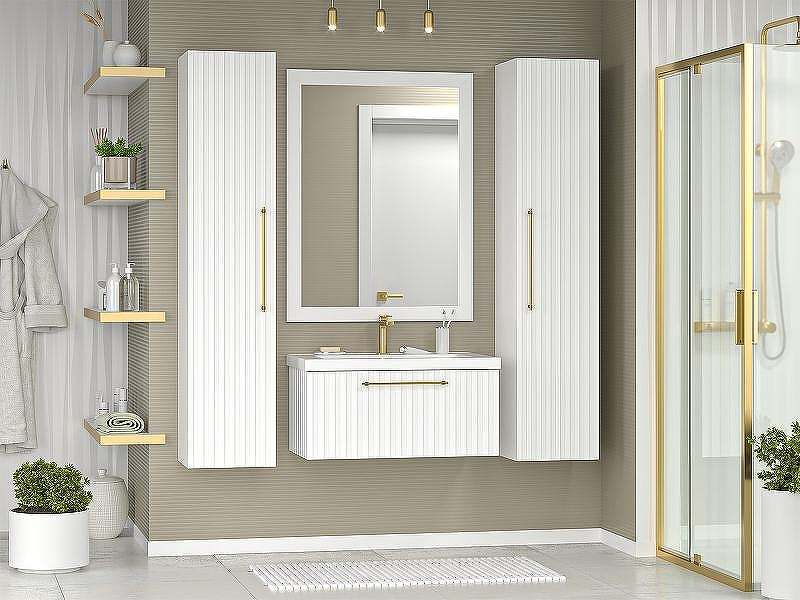 Тумба с раковиной Brevita Alicante 80 УТ000015977 подвесная Белая матовая, купить, цена, заказать, магазин, доставка, скидка, промокод, купить, цена, заказать, магазин, доставка, скидка, промокод