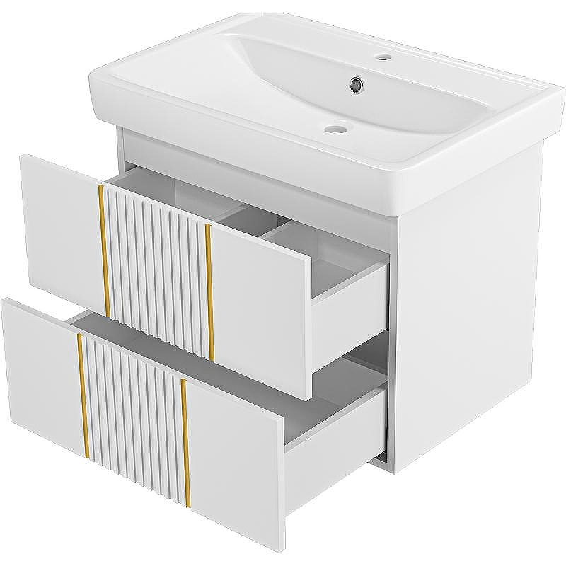 Тумба с раковиной Brevita Vega 70 УТ000022669 подвесная Белая матовая Золото, купить, цена, заказать, магазин, доставка, скидка, промокод, купить, цена, заказать, магазин, доставка, скидка, промокод