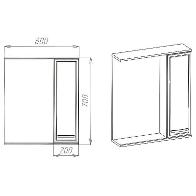 Зеркало со шкафом VIANT Милан 60 R VMIL60-ZSHR Белое