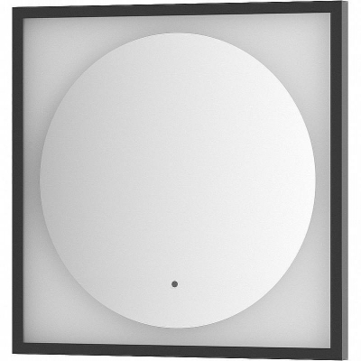 Зеркало Defesto Eclipce 60х60 DF 2231R с подсветкой 12W-3000К/в багетной раме/ИК - выключатель/Теплый белый свет/Черная рама