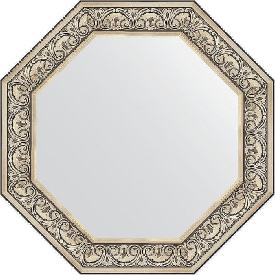 Зеркало Evoform Octagon 80х80 BY 3849 в багетной раме - Барокко серебро 106