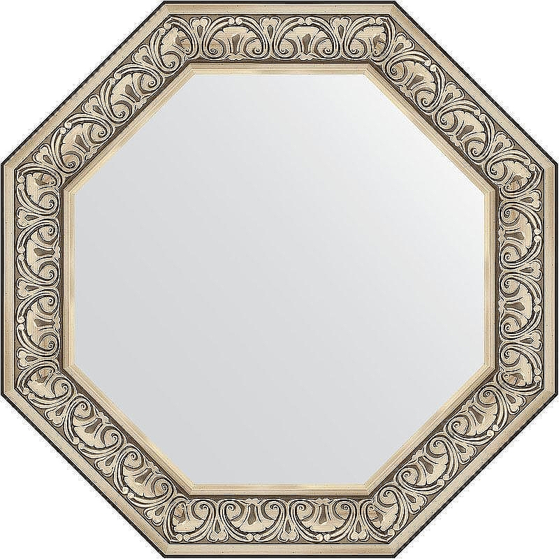 Зеркало Evoform Octagon 80х80 BY 3849 в багетной раме - Барокко серебро 106, купить, цена, заказать, магазин, доставка, скидка, промокод, купить, цена, заказать, магазин, доставка, скидка, промокод