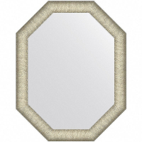 Зеркало Evoform Octagon 70x55 BY 7425 в багетной раме - Брашированное серебро 59, купить, цена, заказать, магазин, доставка, скидка, промокод, купить, цена, заказать, магазин, доставка, скидка, промокод