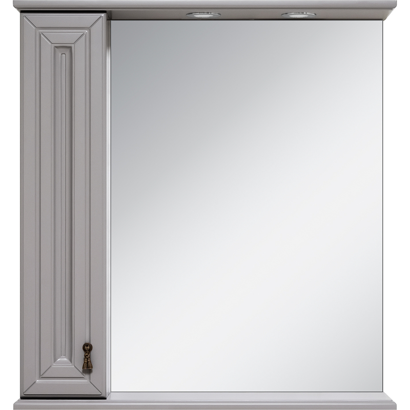 Зеркало со шкафом Misty Лувр 75 L П-Лвр03075-1504Л с подсветкой Серое, купить, цена, заказать, магазин, доставка, скидка, промокод, купить, цена, заказать, магазин, доставка, скидка, промокод