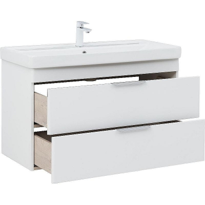 Тумба под раковину Aquanet Ирис new 100 339280 подвесная Белый глянец