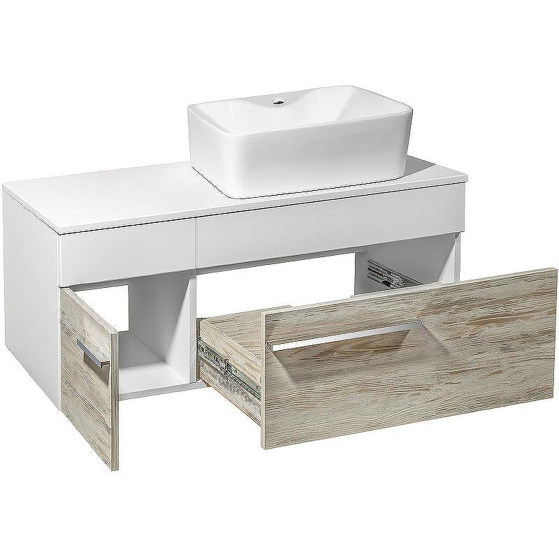 Тумба под раковину Runo Вудлайн 100 00-00001011 подвесная Белая Дуб скандинавский, купить, цена, заказать, магазин, доставка, скидка, промокод, купить, цена, заказать, магазин, доставка, скидка, промокод