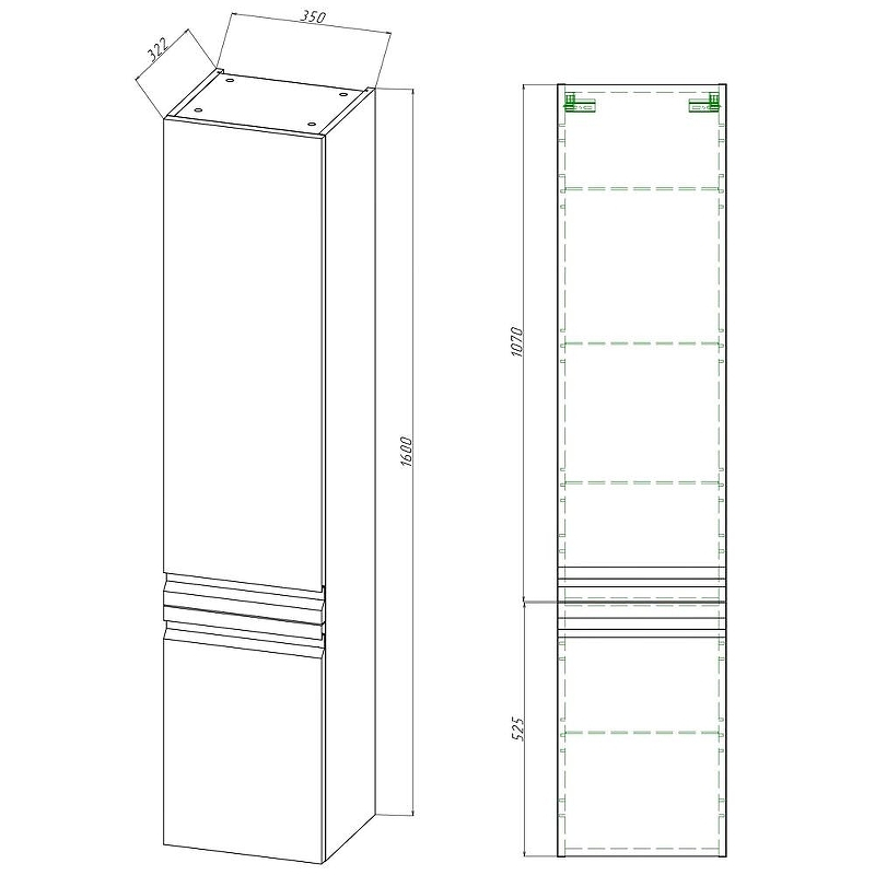 Шкаф пенал Aquatek Вега 35 R AQ70035R-LG подвесной Серый туман, купить, цена, заказать, магазин, доставка, скидка, промокод, купить, цена, заказать, магазин, доставка, скидка, промокод