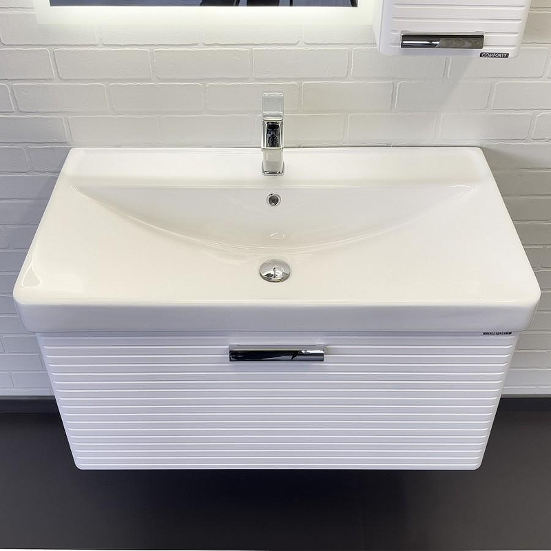 Тумба с раковиной Comforty Танжер 90П 00-00019566 подвесная Белая матовая, купить, цена, заказать, магазин, доставка, скидка, промокод, купить, цена, заказать, магазин, доставка, скидка, промокод