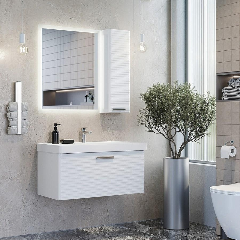 Тумба с раковиной Comforty Танжер 90П 00-00019566 подвесная Белая матовая, купить, цена, заказать, магазин, доставка, скидка, промокод, купить, цена, заказать, магазин, доставка, скидка, промокод