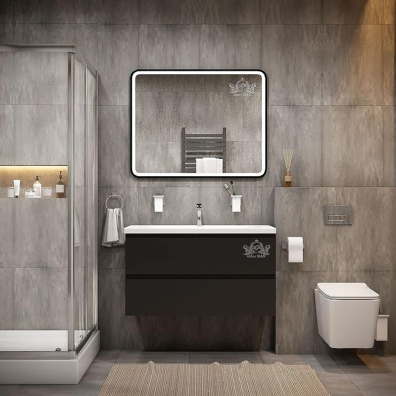 Зеркало Art&Max Genova AM-Gen-1200-800-DS-F с подсветкой с сенсорным выключателем Черное, купить, цена, заказать, магазин, доставка, скидка, промокод, купить, цена, заказать, магазин, доставка, скидка, промокод