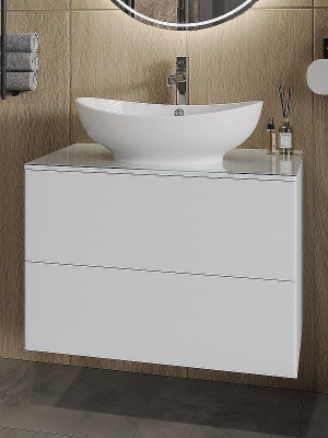 Тумба под раковину Orange Otto Ot-75TuGLASS подвесная Белый глянцевый