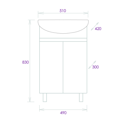 Тумба под раковину Onika Милтон 50 105036 цвет Белый