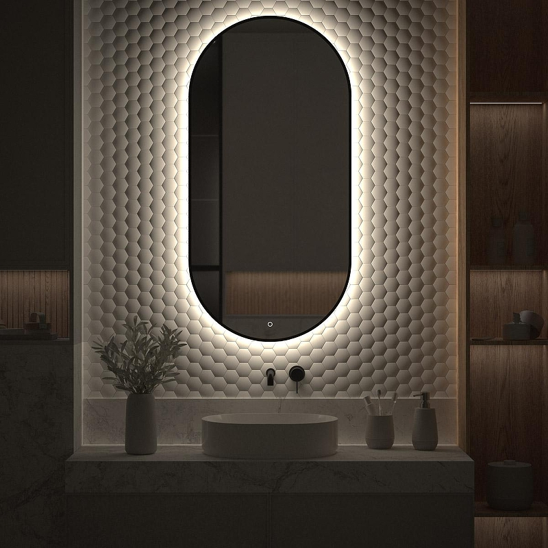 Зеркало Defesto Aura 60х120 DF 2926S с подсветкой 31W-4500K/Сенсорный выключатель/Нейтральный белый свет/Черная рама, купить, цена, заказать, магазин, доставка, скидка, промокод, купить, цена, заказать, магазин, доставка, скидка, промокод