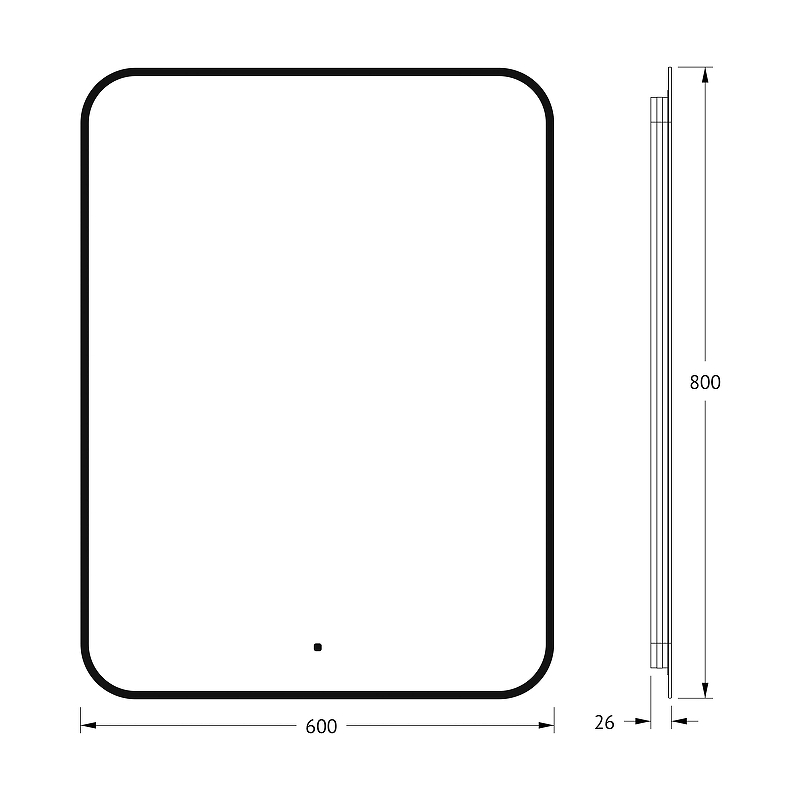Зеркало Defesto Aura 60х80 DF 2977R с подсветкой 25W-3000K/ИК - выключатель/Теплый белый свет/Черная рама, купить, цена, заказать, магазин, доставка, скидка, промокод, купить, цена, заказать, магазин, доставка, скидка, промокод