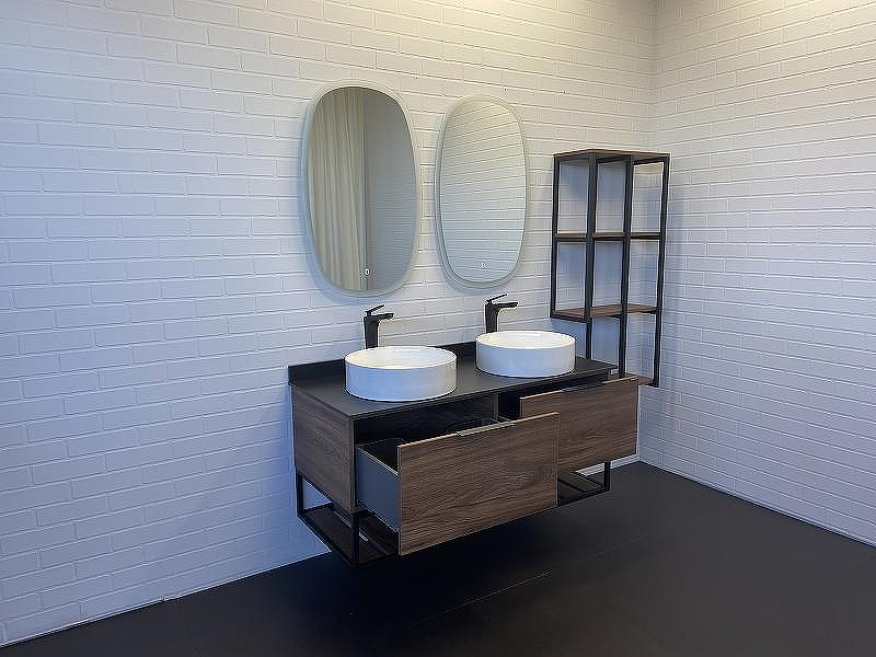 Тумба с раковинами Comforty Порто 120-2 00-00001287 подвесная Дуб темно-коричневый, купить, цена, заказать, магазин, доставка, скидка, промокод, купить, цена, заказать, магазин, доставка, скидка, промокод