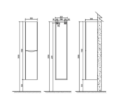 Шкаф пенал BelBagno Ancona-N 35 ANCONA-N-1700-2A-SC-WO-R подвесной Rovere Bianco