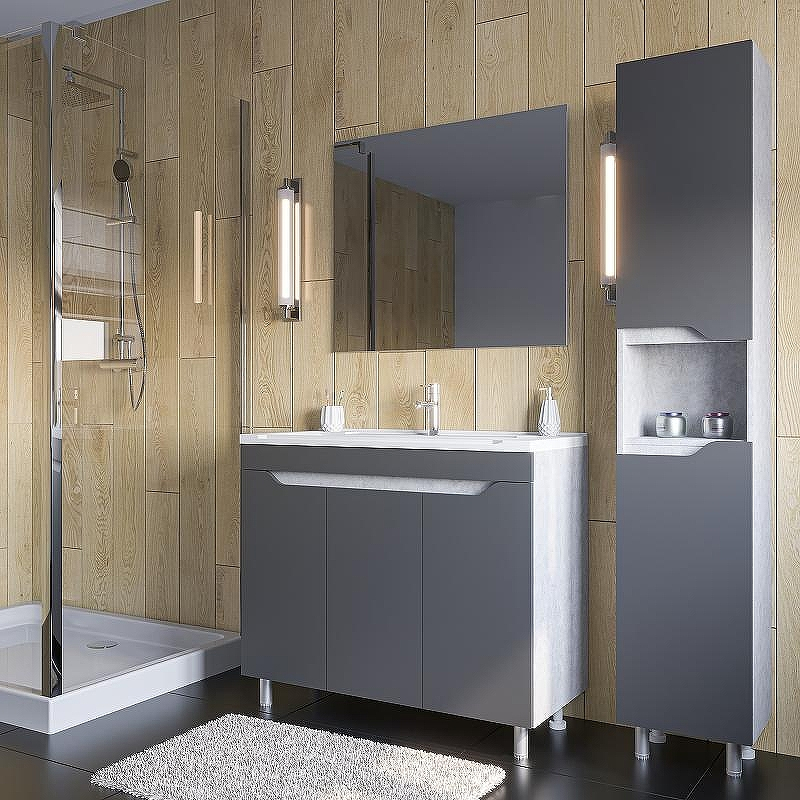 Тумба под раковину Stella Polar Абигель 90 SP-00001126 Серая Цемент, купить, цена, заказать, магазин, доставка, скидка, промокод, купить, цена, заказать, магазин, доставка, скидка, промокод