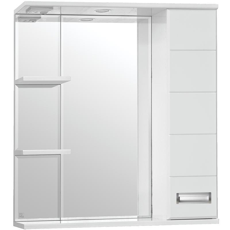 Зеркало со шкафом Style Line Ирис 75 С с подсветкой Белый глянец, купить, цена, заказать, магазин, доставка, скидка, промокод, купить, цена, заказать, магазин, доставка, скидка, промокод