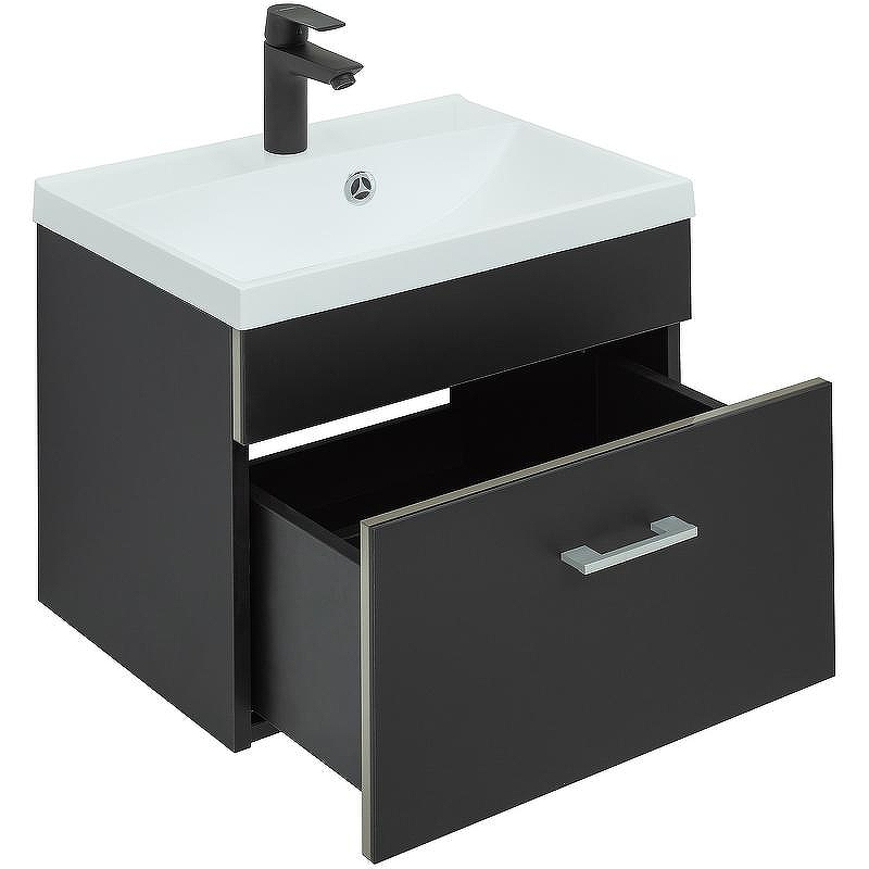 Тумба с раковиной Aquanet Верона 50 287642 подвесная Черная матовая, купить, цена, заказать, магазин, доставка, скидка, промокод, купить, цена, заказать, магазин, доставка, скидка, промокод