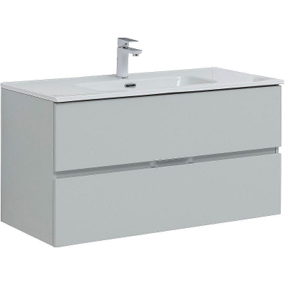 Тумба под раковину Aquanet Алвита New 100 277520 подвесная Серая матовая