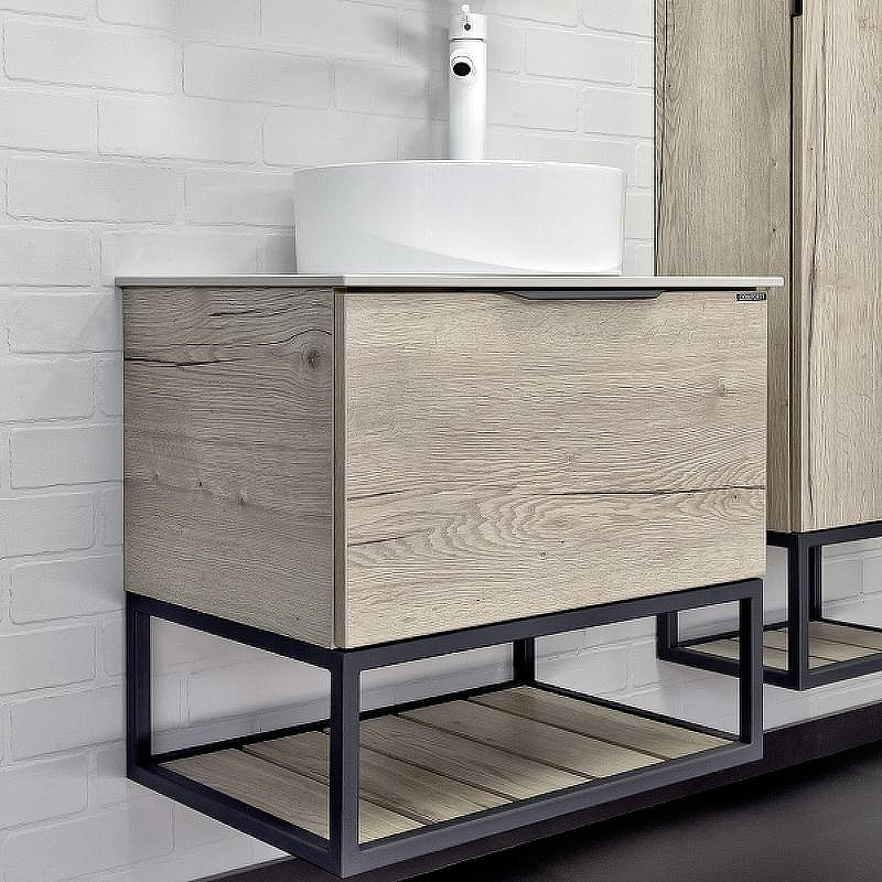 Тумба с раковиной Comforty Порто 60 00-00011397 подвесная Дуб дымчатый, купить, цена, заказать, магазин, доставка, скидка, промокод, купить, цена, заказать, магазин, доставка, скидка, промокод