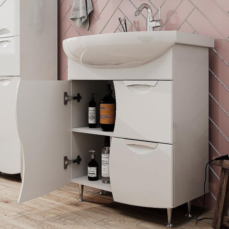 Тумба под раковину Volna Adel 70.1D.2Y tnADEL70.1D.2Y-01 Белая, купить, цена, заказать, магазин, доставка, скидка, промокод, купить, цена, заказать, магазин, доставка, скидка, промокод