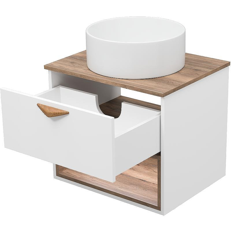 Тумба под раковину Brevita Bergen 60 BER-07060-19-01-1Я подвесная Белая матовая Дуб Галифакс олово, купить, цена, заказать, магазин, доставка, скидка, промокод, купить, цена, заказать, магазин, доставка, скидка, промокод