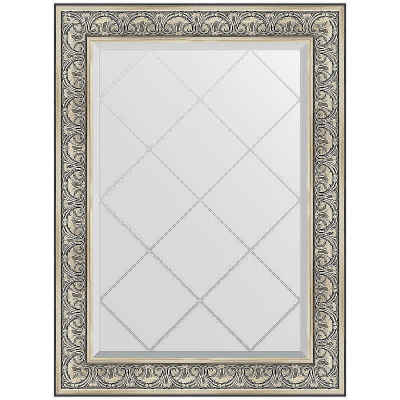 Зеркало Evoform Exclusive-G 107х80 BY 4209 с гравировкой в багетной раме - Барокко серебро 106