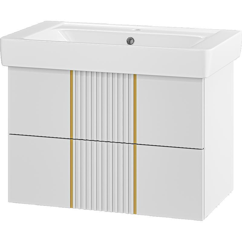 Тумба с раковиной Brevita Vega 80 УТ000022670 подвесная Белая матовая Золото, купить, цена, заказать, магазин, доставка, скидка, промокод, купить, цена, заказать, магазин, доставка, скидка, промокод