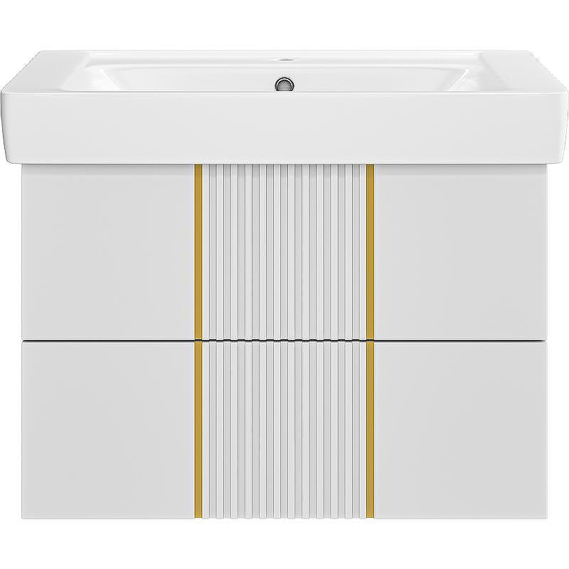Тумба с раковиной Brevita Vega 80 УТ000022670 подвесная Белая матовая Золото, купить, цена, заказать, магазин, доставка, скидка, промокод, купить, цена, заказать, магазин, доставка, скидка, промокод