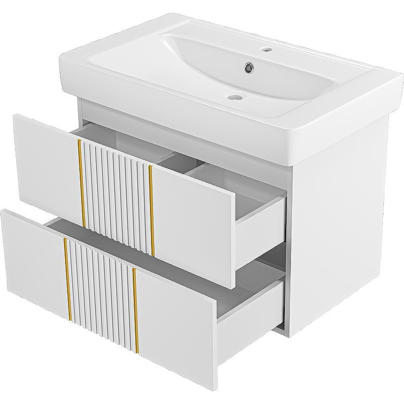 Тумба с раковиной Brevita Vega 80 УТ000022670 подвесная Белая матовая Золото, купить, цена, заказать, магазин, доставка, скидка, промокод, купить, цена, заказать, магазин, доставка, скидка, промокод