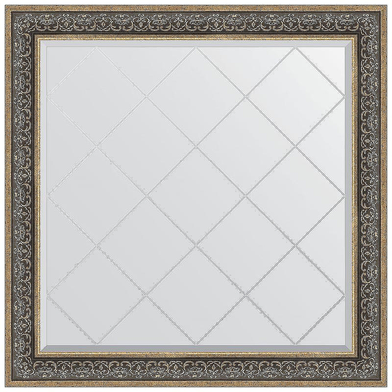 Зеркало Evoform Exclusive-G 109х109 BY 4465 с гравировкой в багетной раме - Вензель серебряный 101, купить, цена, заказать, магазин, доставка, скидка, промокод, купить, цена, заказать, магазин, доставка, скидка, промокод