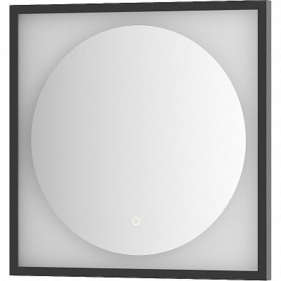 Зеркало Defesto Eclipce 60х60 DF 2231S с подсветкой 12W-3000К/в багетной раме/Сенсорный выключатель/Теплый белый свет/Черная рама