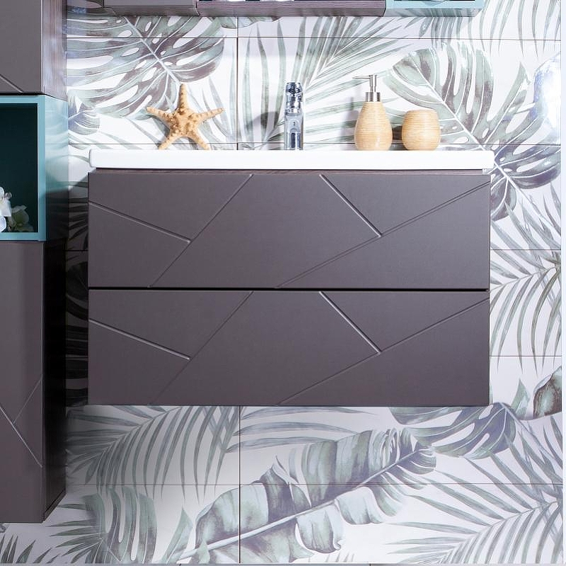 Тумба под раковину Бриклаер Кристалл 80 4627125414534 подвесная Софт Графит Ясень Анкор темный, купить, цена, заказать, магазин, доставка, скидка, промокод, купить, цена, заказать, магазин, доставка, скидка, промокод