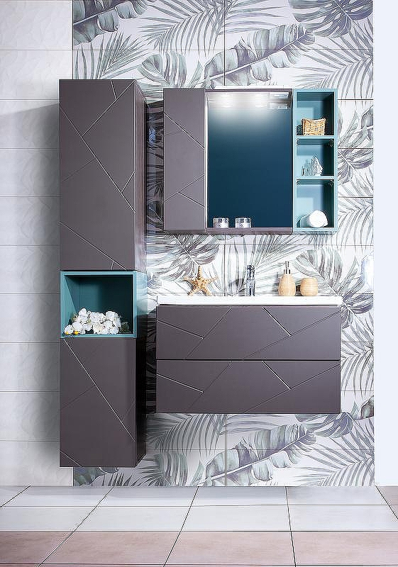 Тумба под раковину Бриклаер Кристалл 80 4627125414534 подвесная Софт Графит Ясень Анкор темный, купить, цена, заказать, магазин, доставка, скидка, промокод, купить, цена, заказать, магазин, доставка, скидка, промокод