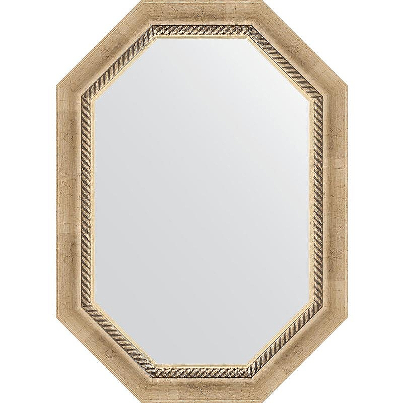 Зеркало Evoform Octagon 53x73 BY 7109 в багетной раме - Состаренное серебро с плетением 70, купить, цена, заказать, магазин, доставка, скидка, промокод, купить, цена, заказать, магазин, доставка, скидка, промокод