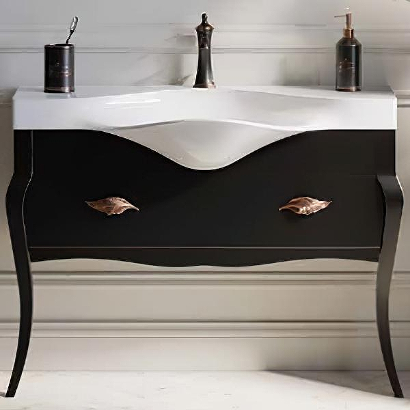 Тумба под раковину Clarberg Borgia 115 BOR0111BLK Черная Патина медь, купить, цена, заказать, магазин, доставка, скидка, промокод, купить, цена, заказать, магазин, доставка, скидка, промокод