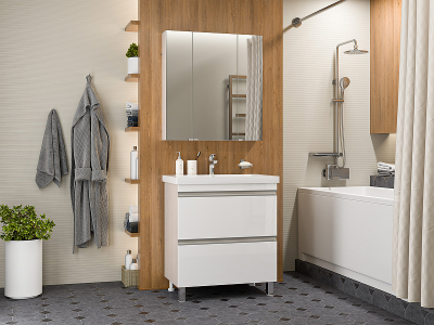 Тумба с раковиной Misty Ингрид 75 УТ000015041 Белая