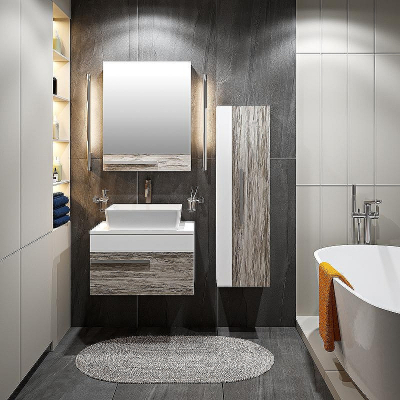 Зеркальный шкаф Runo Вудлайн 60 R 00-00001006 Дуб скандинавский Белый