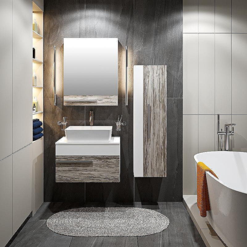 Зеркальный шкаф Runo Вудлайн 60 R 00-00001006 Дуб скандинавский Белый, купить, цена, заказать, магазин, доставка, скидка, промокод, купить, цена, заказать, магазин, доставка, скидка, промокод