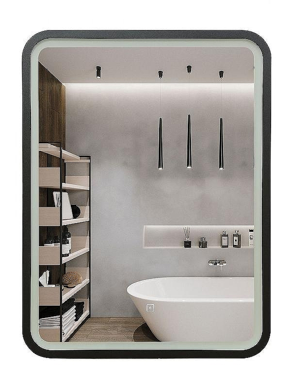 Зеркало Art&Max Genova AM-Gen-600-800-DS-F с сенсорным выключателем Черное, купить, цена, заказать, магазин, доставка, скидка, промокод, купить, цена, заказать, магазин, доставка, скидка, промокод