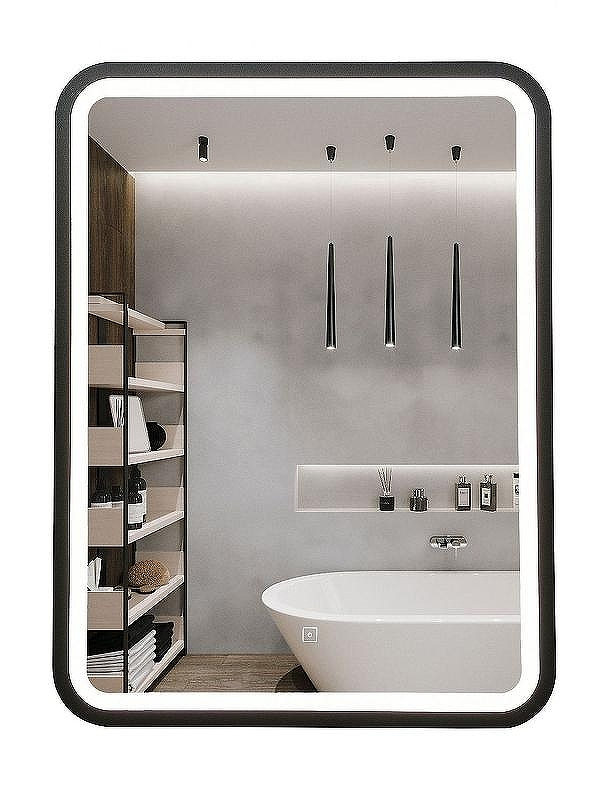 Зеркало Art&Max Genova AM-Gen-600-800-DS-F с сенсорным выключателем Черное, купить, цена, заказать, магазин, доставка, скидка, промокод, купить, цена, заказать, магазин, доставка, скидка, промокод