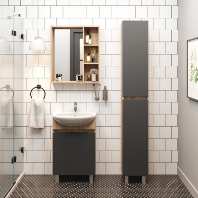 Тумба под раковину Onika Милтон 50 105037 цвет Дуб сонома Серый