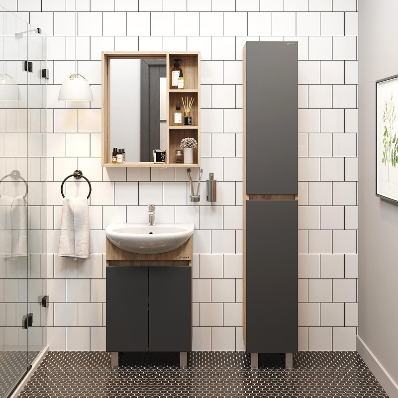 Тумба под раковину Onika Милтон 50 105037 цвет Дуб сонома Серый, купить, цена, заказать, магазин, доставка, скидка, промокод, купить, цена, заказать, магазин, доставка, скидка, промокод